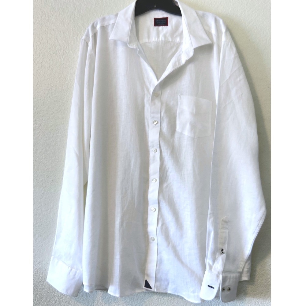 UNTUCKit Vin Santo White Linen Shirt Mens XXL Tall Wrinkle Resistant